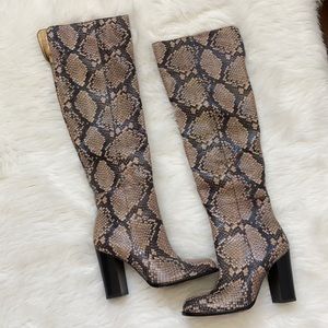 Sam Edelman snakeskin print thigh high boots NEW